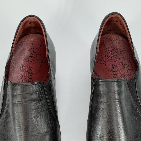 Kumfs Heels Ankle Boots Leather Black Slip Ons Black Comfy Dressy Office Career - Picture 7 of 16